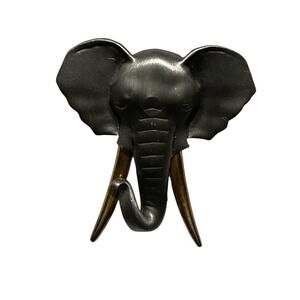 Vintage Silver Pewter Tone Elephant Gold Tone Tusks